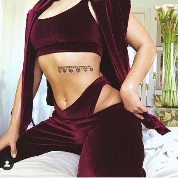 Laina Rauma burgundy velvet velour lounge suit set - Picture 3 of 16